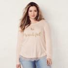 Plus Size Lc Lauren Conrad Graphic Tunic, Women's, Size: 0x, Purple