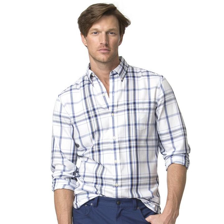 Men's Chaps Plaid Twill Button-down Shirt, Size: Xl, White