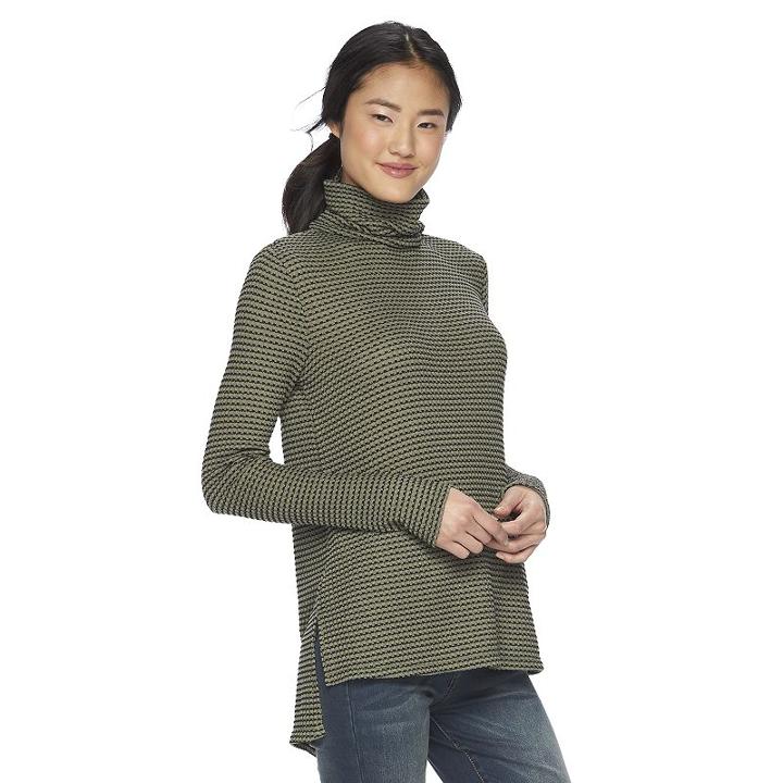 Juniors' Mudd&reg; High-low Turtleneck Top, Girl's, Size: Medium, Green