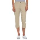 Women's Croft & Barrow&reg; Essential Button-hem Twill Capris, Size: 4, Lt Beige