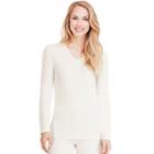 Women's Cuddl Duds Softwear Lace Trim Top, Size: Small, Lt Beige
