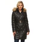 Women's Halitech Hooded Belted Puffer Walker Coat, Size: Medium, Black