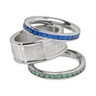 Logoart Vancouver Canucks Stainless Steel Crystal Stack Ring Set, Women's, Size: 7, Multicolor
