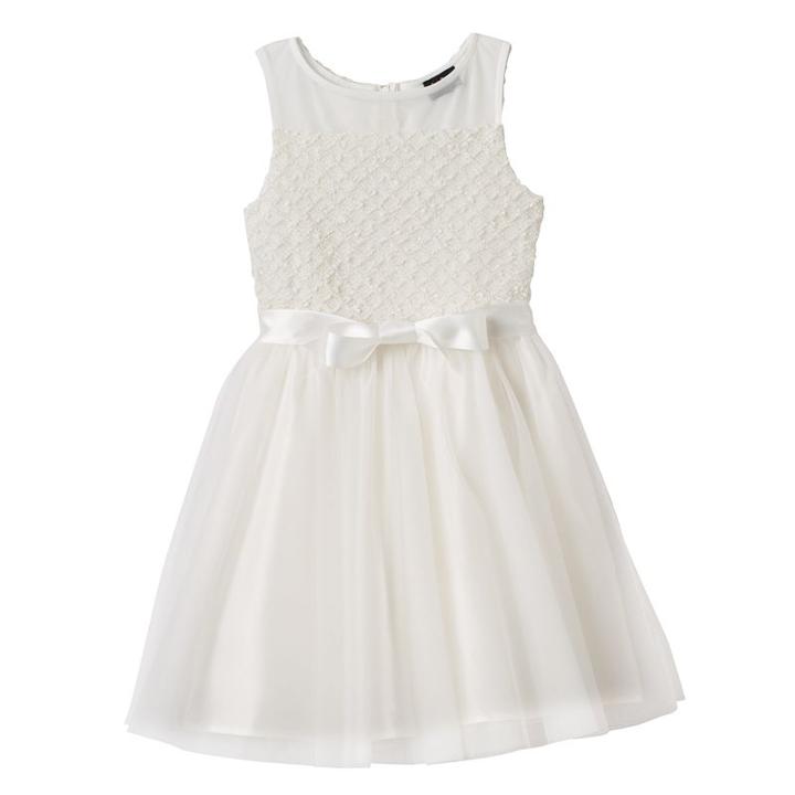Girls 7-16 Lilt Lurex Illusion Mesh Textured Dress, Girl's, Size: 12, Natural