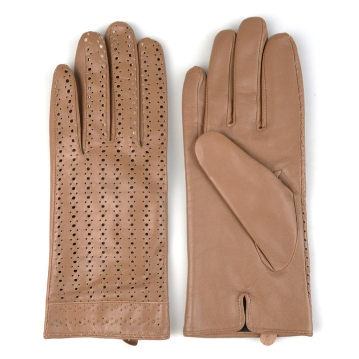 Women's Journee Collection Microfiber-lined Perforated Leather Gloves, Size: Xl, Brown