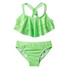 Girls 4-6x Freestyle Revolution Perforated Medallion Tankini Swimsuit Set, Girl's, Size: 4, Green