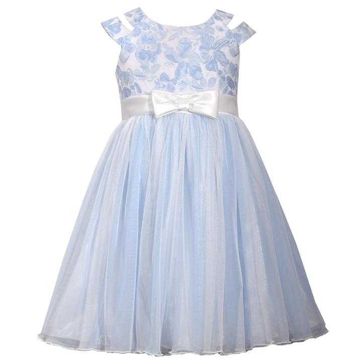 Girls 4-6x Bonnie Jean Metallic Floral Ballerina Skirt Dress, Size: 6, Blue