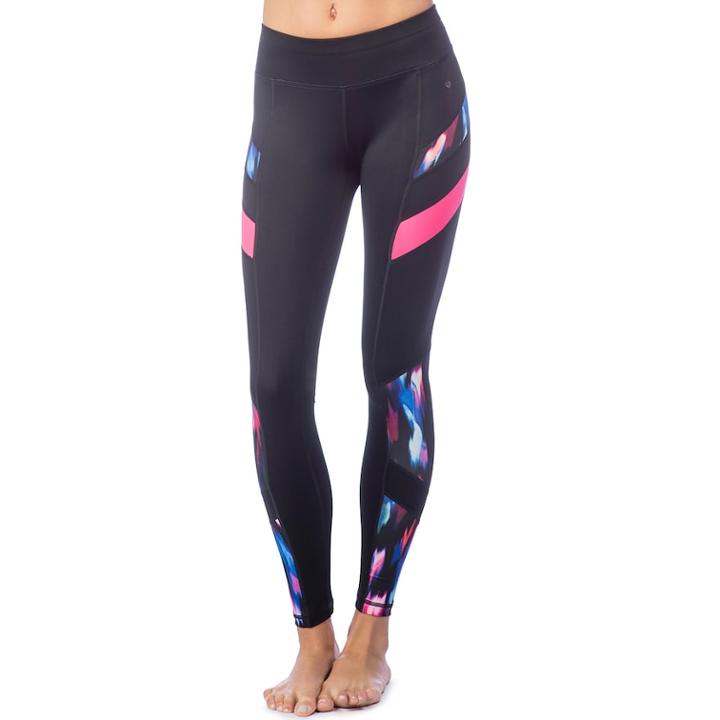 Women's Pl Movement By Pink Lotus Active Printed Yoga Leggings, Size: Large, Black