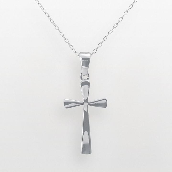 Sterling Silver Cross Pendant, Women's, Size: 18, Grey