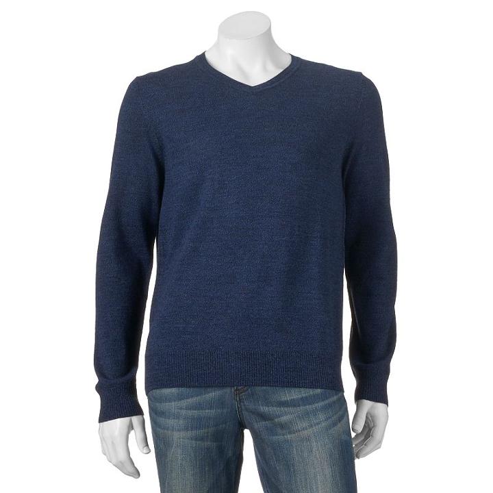 Big & Tall Apt. 9&reg; Modern-fit Merino V-neck Sweater, Men's, Size: 4xb, Blue (navy)