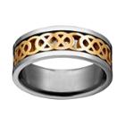 Yellow Ion-plated Titanium And Titanium Celtic Knot Spinner Band, Men's, Size: 9