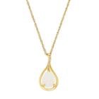 10k Gold Lab-created White Opal & Diamond Accent Teardrop Pendant Necklace, Women's