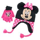 Disney Girls 7-16 Minnie Mouse Hat & Gloves Set, Multicolor