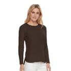 Women's Sonoma Goods For Life&trade; Pointelle Crewneck Sweater, Size: Xl, Dark Brown