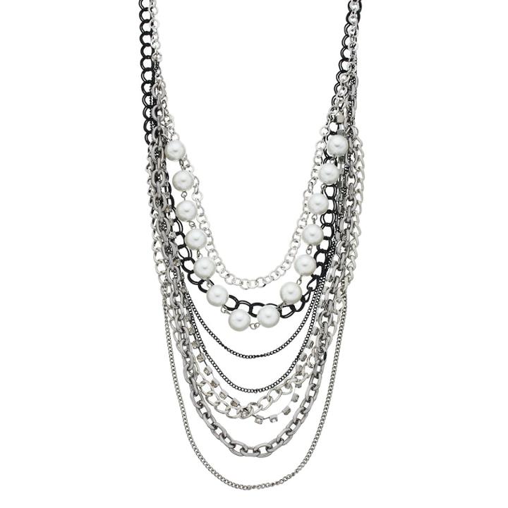 Simply Vera Vera Wang Two Tone Simulated Pearl Multi Strand Necklace, Women's, White