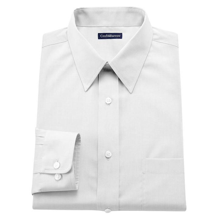 Men's Croft & Barrow&reg; Classic-fit Easy-care Point-collar Dress Shirt, Size: 14.5-32/33, White