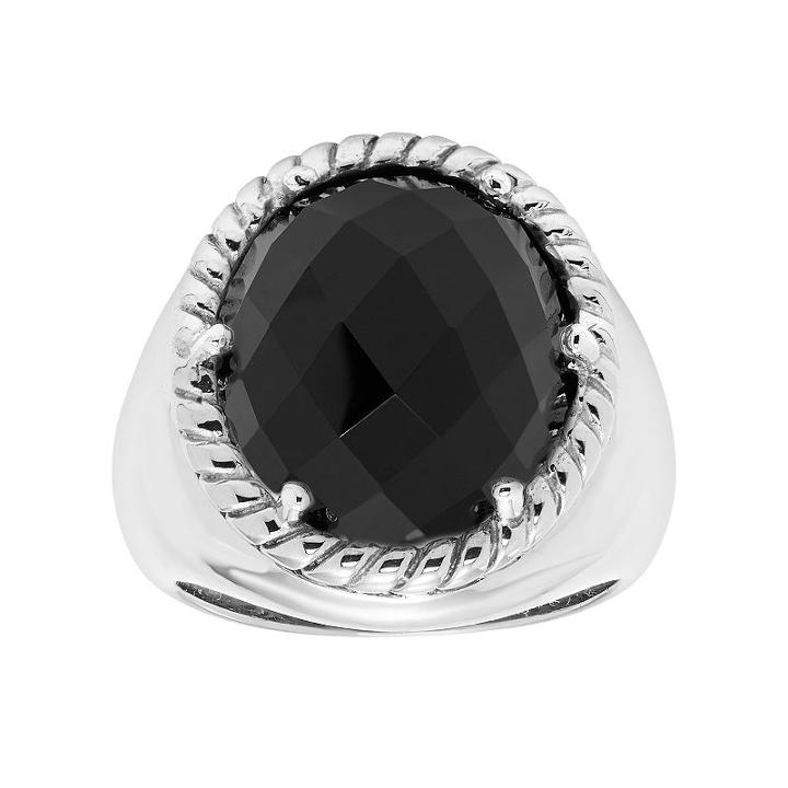 Sterling Silver Onyx Ring, Women's, Size: 7, Black