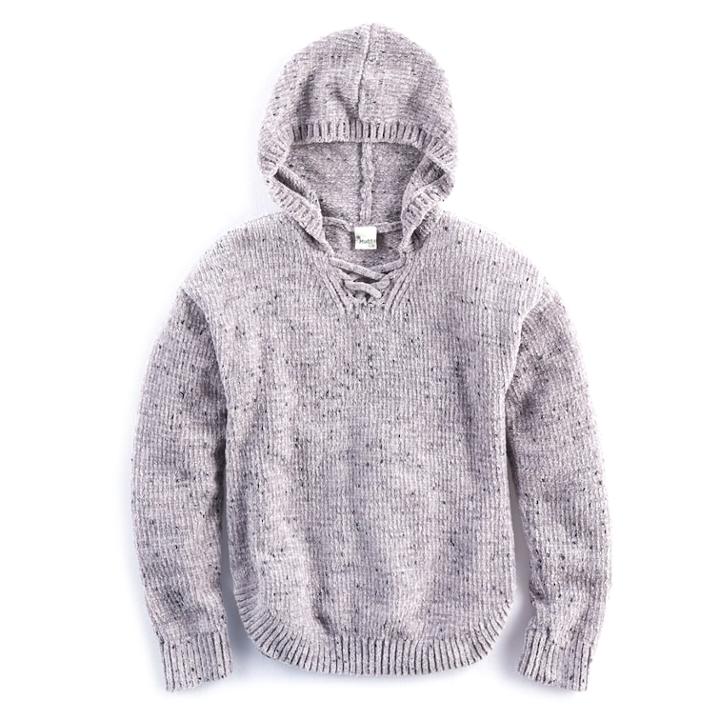 Girls 7-16 Size Mudd&reg; Lace-up Chenille Sweater Hoodie, Size: 14, Med Grey