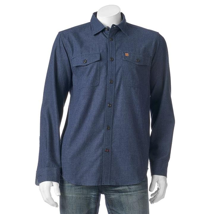 Men's Coleman Patterned Flannel Button-down Shirt, Size: Xl, Blue (navy)