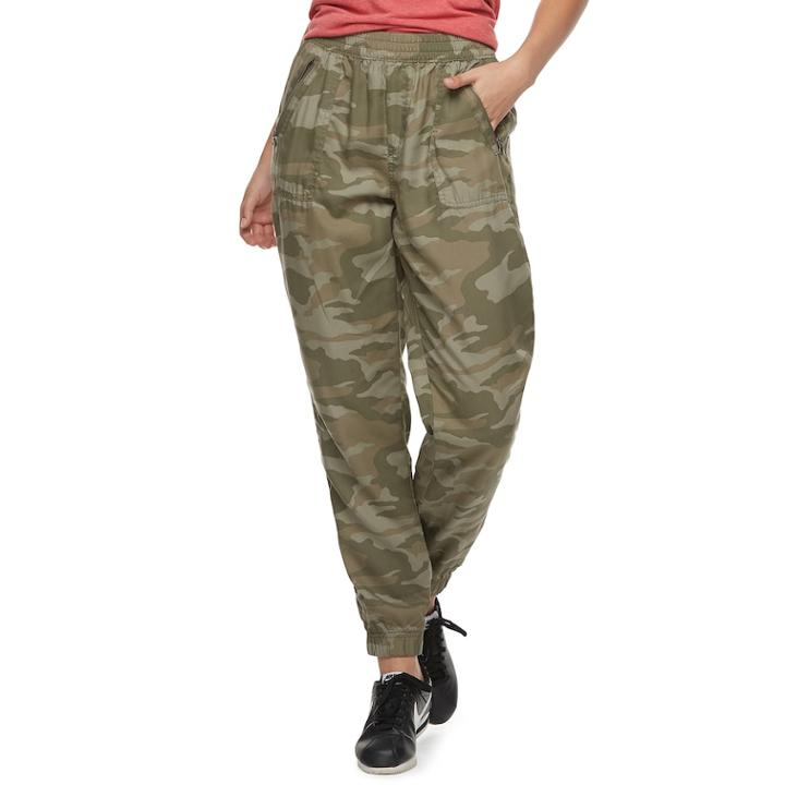 Juniors' So&reg; Zip-pocket Twill Low-rise Jogger Pants, Teens, Size: Large, Med Blue