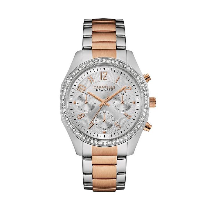 Caravelle New York By Bulova Women's Crystal Stainless Steel Chronograph Watch, Multicolor