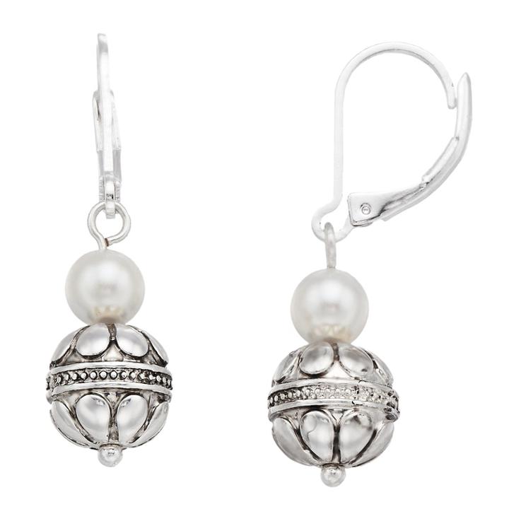 Napier Bead & Simulated Pearl Drop Earrings, Women's, White