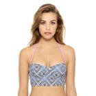Juniors' Hot Water Geometric Midkini Swim Top, Size: Small, Dark Grey
