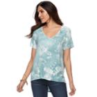 Women's Rock & Republic&reg; V-neck Boyfriend Tee, Size: Xs, Med Grey