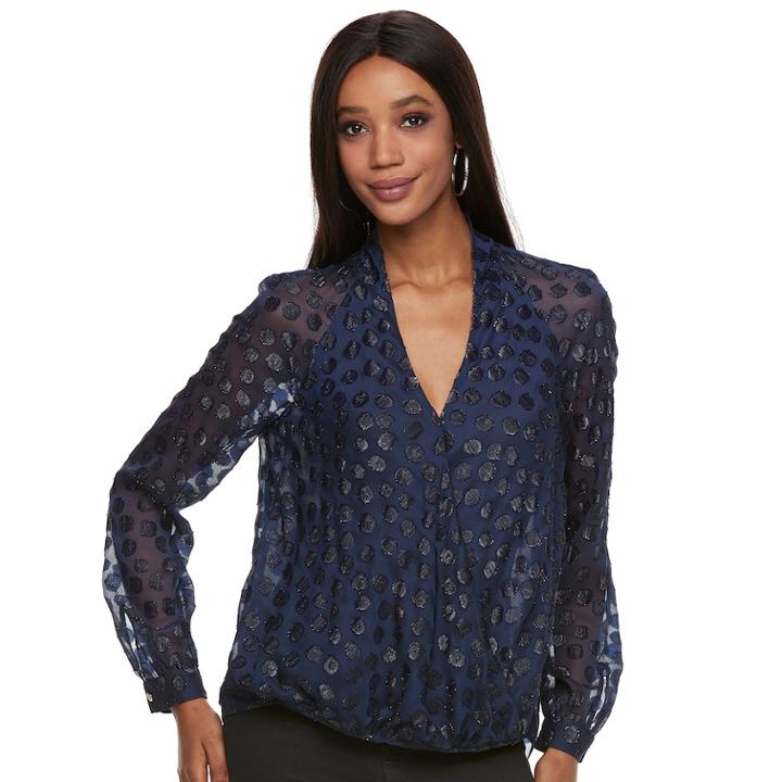 Women's Jennifer Lopez Dot Crossover Top, Size: Xl, Blue