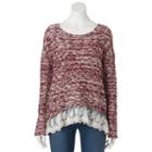 Juniors' Rewind Scalloped Crochet Pullover Top, Girl's, Size: Xs, Purple Oth