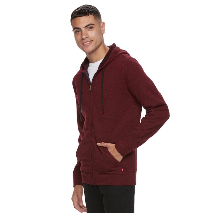 Men's Levi's&reg; Nimrat Full-zip Hoodie, Size: Medium, Dark Red