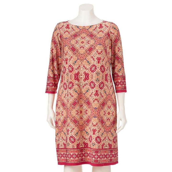 Plus Size Suite 7 Chevron Shift Dress, Women's, Size: 16 W, Ovrfl Oth