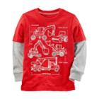 Boys 4-8 Carter's Construction Trucks Mock Layer Tee, Size: 4, Red