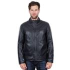 Men's Tahari Elements Faux-leather Open-bottom Bomber Jacket, Size: Medium, Black