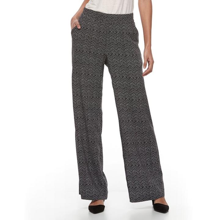 Women's Dana Buchman Challis Wide-leg Pants, Size: Large, Black