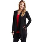 Women's Cuddl Duds Fleece Hooded Wrap Cardigan, Size: L-xl, Black