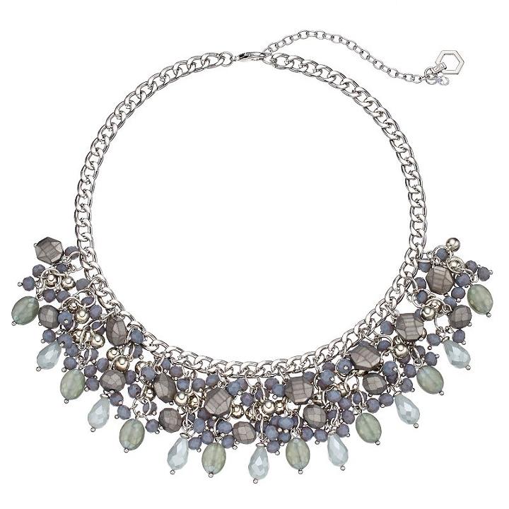 Simply Vera Vera Wang Shaky Bead Cluster Statement Necklace, Women's, Grey