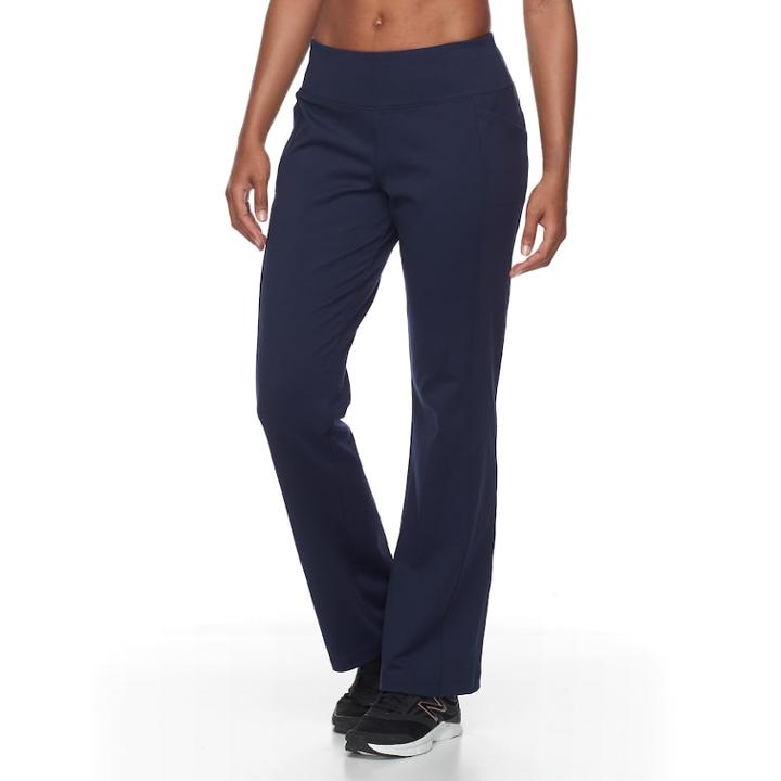 Women's Tek Gear&reg; Knit Bootcut Workout Pants, Size: Small, Dark Blue