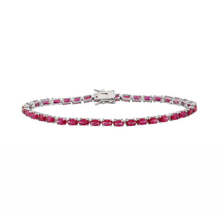 Sterling Silver Lab-created Ruby Tennis Bracelet, Women's, Red