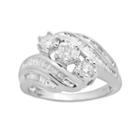 Round-cut Diamond Bypass Engagement Ring In 10k White (gold 1-ct. T.w.), Women's, Size: 7