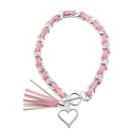 Silver-plated, Sterling Silver & Leather Heart & Tassel Charm Toggle Bracelet, Women's, Pink