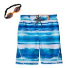 Boys 4-7 Zeroxposur Ocean Stripes Swim Trunks With Goggles, Boy's, Size: 7, Turquoise/blue (turq/aqua)