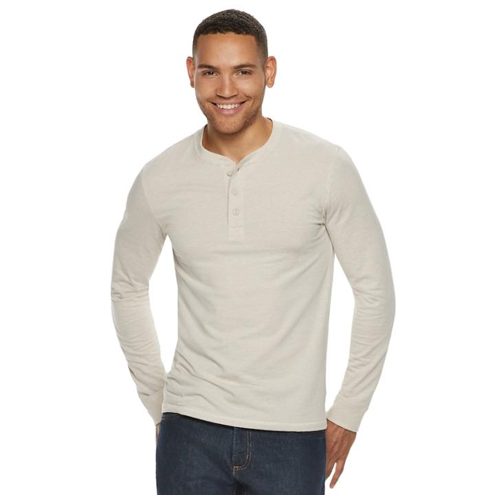 Men's Sonoma Goods For Life&trade; Slim-fit Supersoft Henley, Size: Small, Med Beige