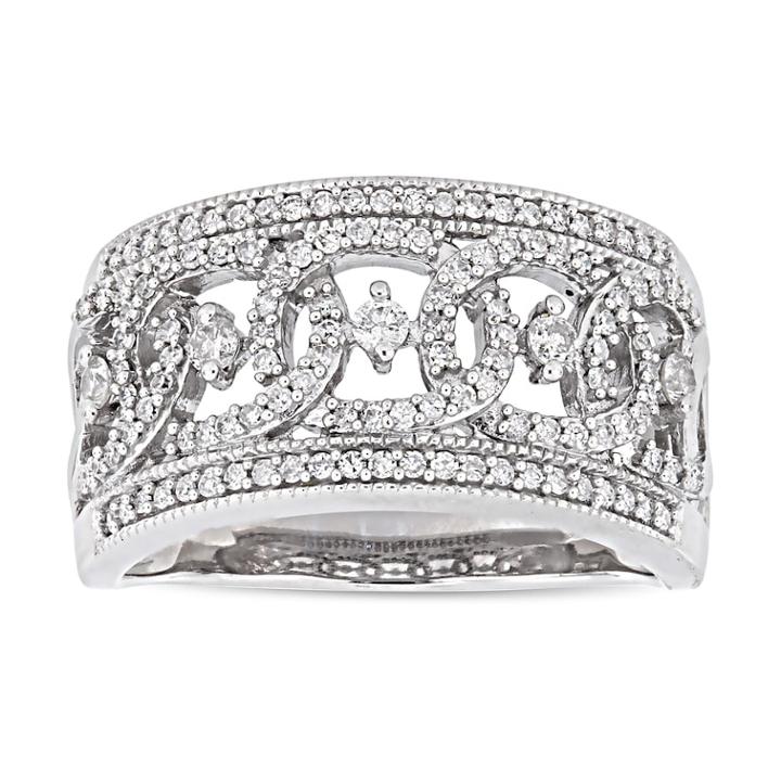10k White Gold 1/2 Carat T.w. Diamond Openwork Ring, Women's, Size: 9