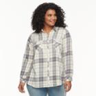 Plus Size Croft & Barrow&reg; Flannel Plaid Button-down Shirt, Women's, Size: 3xl, Natural