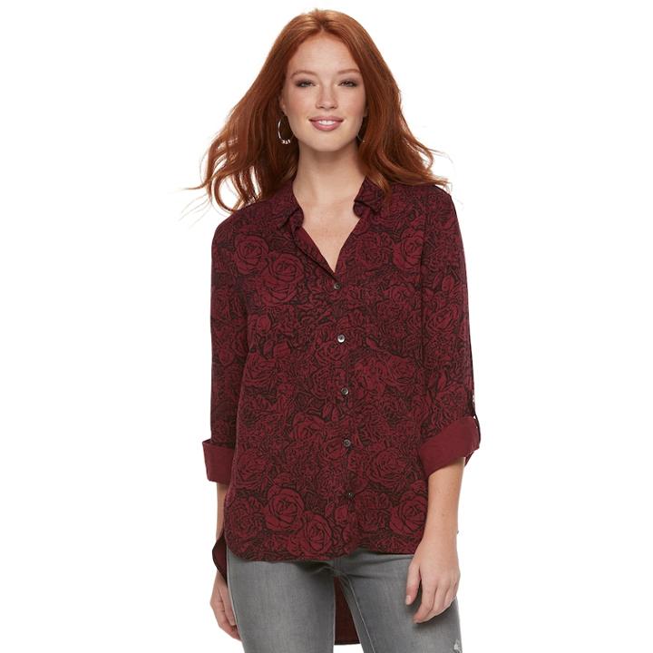 Women's Rock & Republic® Rose Blouse, Size: Large, Dark Red