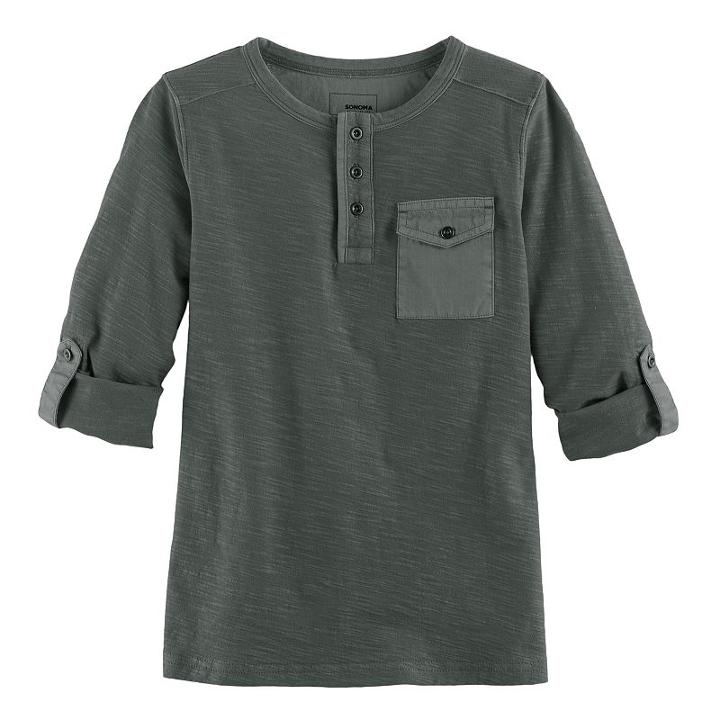 Boys 4-7x Sonoma Goods For Life&trade; Slubbed Henley, Size: 4, Dark Grey