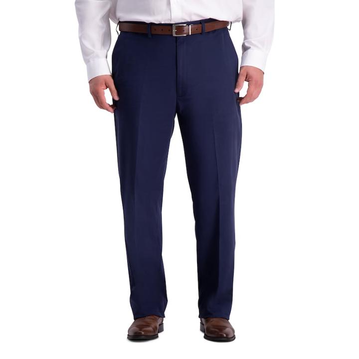 Big & Tall Haggar Work-to-weekend Pro Relaxed-fit No-iron Stretch Flat-front Expandable-waist Pants, Men's, Size: 50x30, Blue (navy)