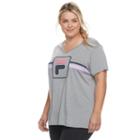 Plus Size Fila Sport&reg; Logo Graphic V-neck Tee, Women's, Size: 3xl, Grey