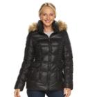 Women's Halitech Hooded Faux-fur Trim Puffer Jacket, Size: Large, Black